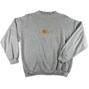 Vintage Galt Sand Sweatshirt Womens Large LOVE Flower Graphic USA Embroidered